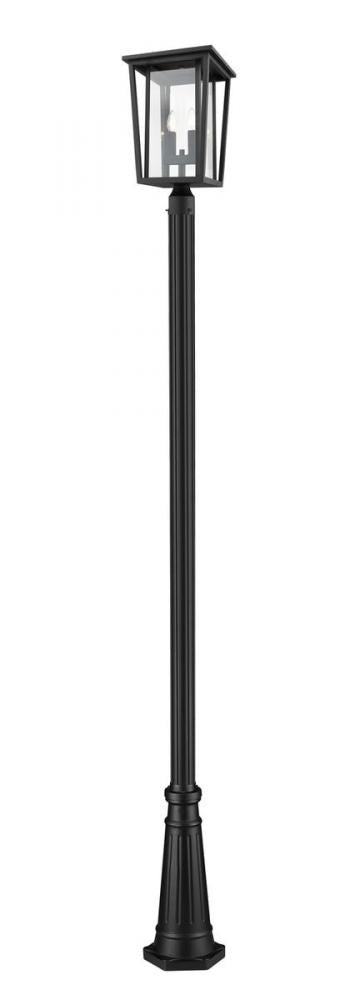 Z-Lite Seoul 2 Light Outdoor Post Mounted Fixture in Black Finish Model: 571PHBR-519P-BK