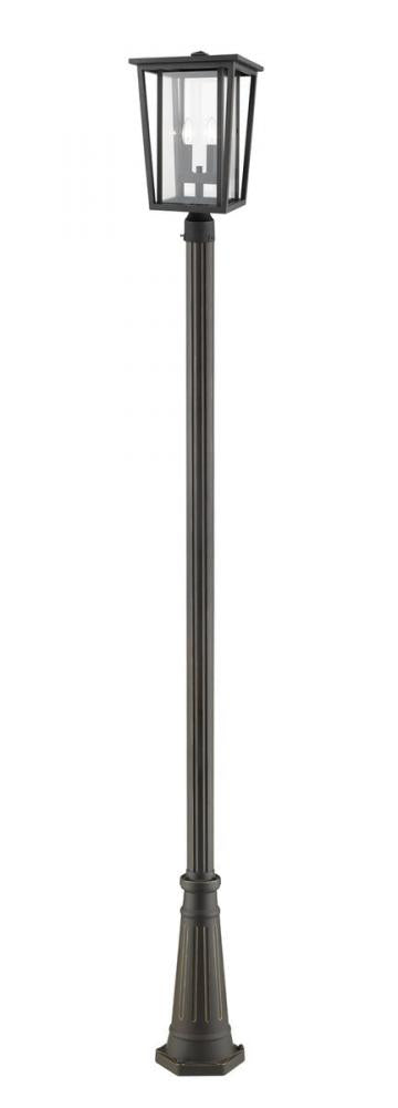 Z-Lite Seoul 2 Light Outdoor Post Mounted Fixture in Black Finish Model: 571PHBR-519P-BK