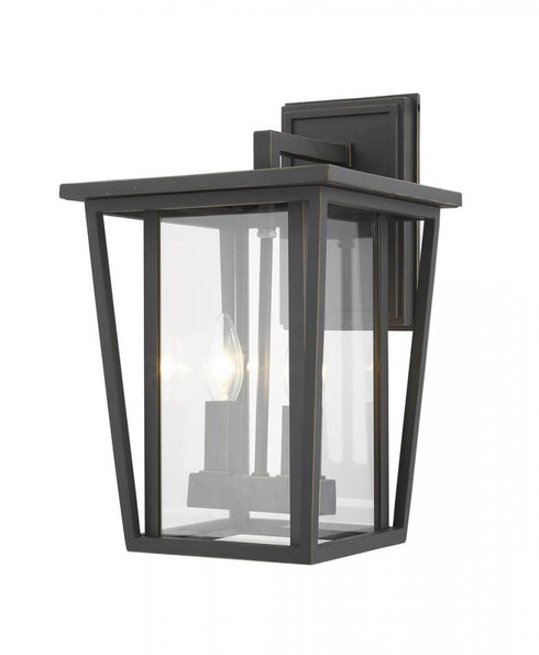 Z-Lite Seoul 2 Light Outdoor Wall Light in Black Finish Model: 571M-BK
