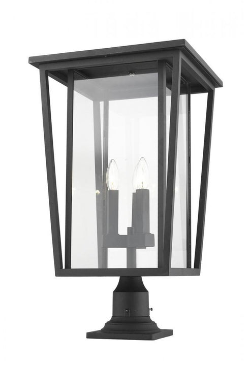 Z-Lite Seoul 3 Light Outdoor Pier Mounted Fixture in Black Finish Model: 571PHXLR-533PM-BK