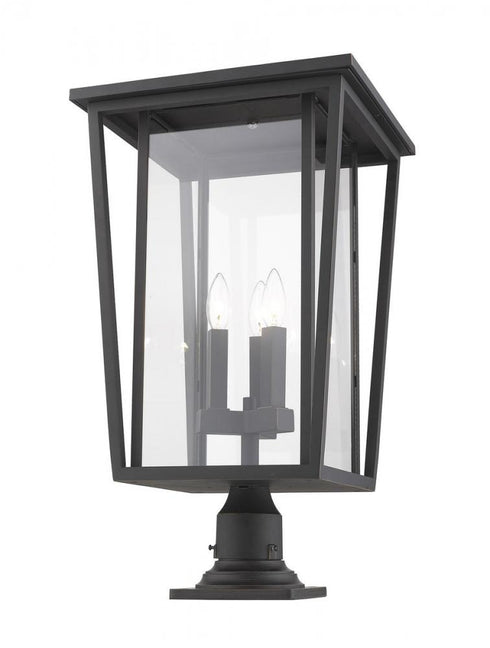 Z-Lite Seoul 3 Light Outdoor Pier Mounted Fixture in Black Finish Model: 571PHXLR-533PM-BK
