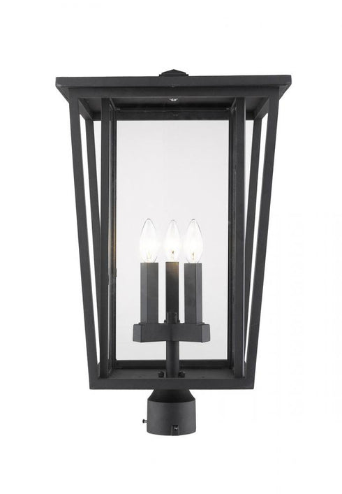 Z-Lite Seoul 3 Light Outdoor Post Mount Fixture in Black Finish Model: 571PHXLR-BK
