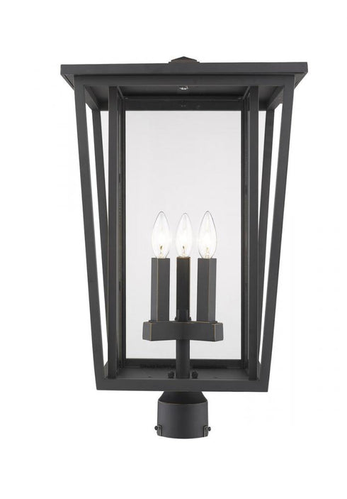 Z-Lite Seoul 3 Light Outdoor Post Mount Fixture in Black Finish Model: 571PHXLR-BK