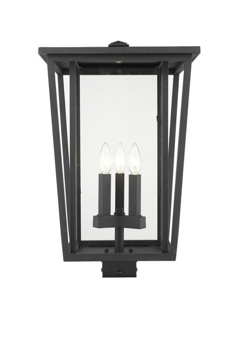 Z-Lite Seoul 3 Light Outdoor Post Mount Fixture in Black Finish Model: 571PHXLS-BK