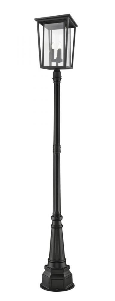 Z-Lite Seoul 3 Light Outdoor Post Mounted Fixture in Black Finish Model: 571PHXLR-564P-BK