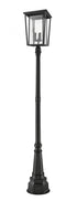 Z-Lite Seoul 3 Light Outdoor Post Mounted Fixture in Black Finish Model: 571PHXLR-564P-BK