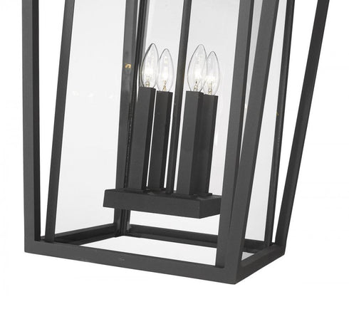 Z-Lite Seoul 4 Light Outdoor Chain Mount Ceiling Fixture in Black Finish Model: 571CHXXL-BK