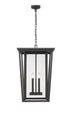Z-Lite Seoul 4 Light Outdoor Chain Mount Ceiling Fixture in Black Finish Model: 571CHXXL-BK