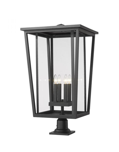 Z-Lite Seoul 4 Light Outdoor Pier Mounted Fixture in Black Finish Model: 571PHXXLR-533PM-BK