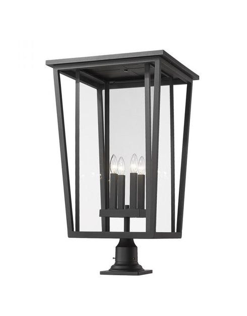 Z-Lite Seoul 4 Light Outdoor Pier Mounted Fixture in Black Finish Model: 571PHXXLR-533PM-BK