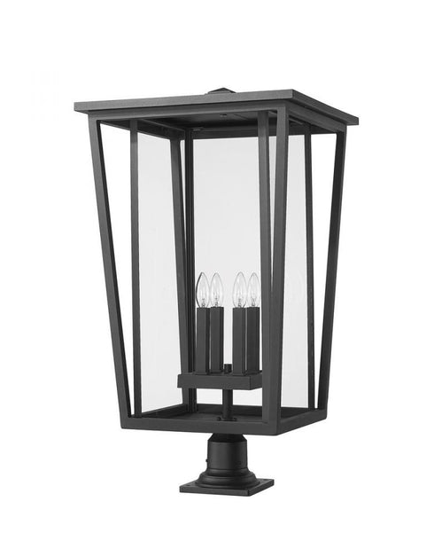 Z-Lite Seoul 4 Light Outdoor Pier Mounted Fixture in Black Finish Model: 571PHXXLR-533PM-BK