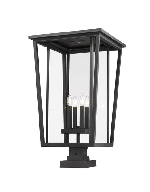 Z-Lite Seoul 4 Light Outdoor Pier Mounted Fixture in Black Finish Model: 571PHXXLS-SQPM-BK