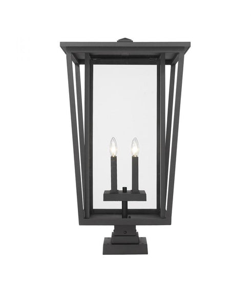 Z-Lite Seoul 4 Light Outdoor Pier Mounted Fixture in Black Finish Model: 571PHXXLS-SQPM-BK