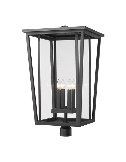 Z-Lite Seoul 4 Light Outdoor Post Mount Fixture in Black Finish Model: 571PHXXLR-BK