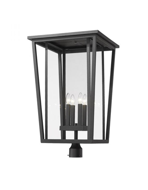 Z-Lite Seoul 4 Light Outdoor Post Mount Fixture in Black Finish Model: 571PHXXLR-BK