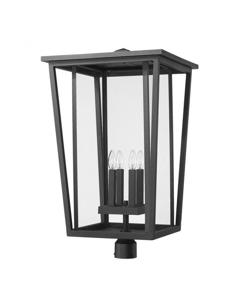 Z-Lite Seoul 4 Light Outdoor Post Mount Fixture in Black Finish Model: 571PHXXLR-BK