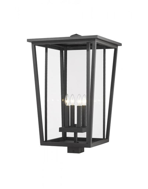 Z-Lite Seoul 4 Light Outdoor Post Mount Fixture in Black Finish Model: 571PHXXLS-BK