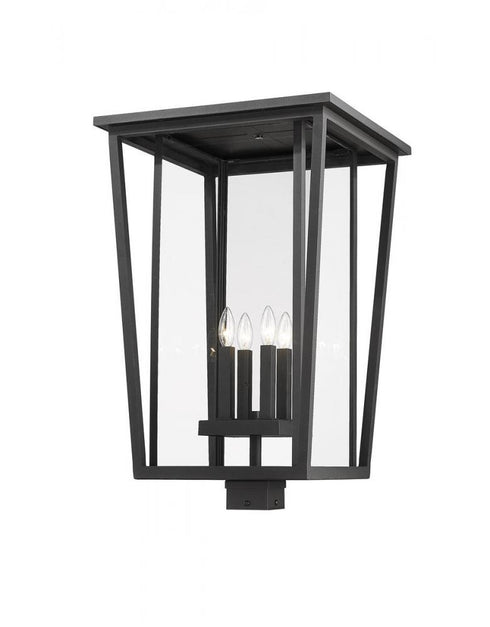 Z-Lite Seoul 4 Light Outdoor Post Mount Fixture in Black Finish Model: 571PHXXLS-BK