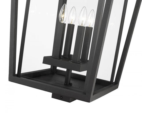 Z-Lite Seoul 4 Light Outdoor Post Mount Fixture in Black Finish Model: 571PHXXLS-BK