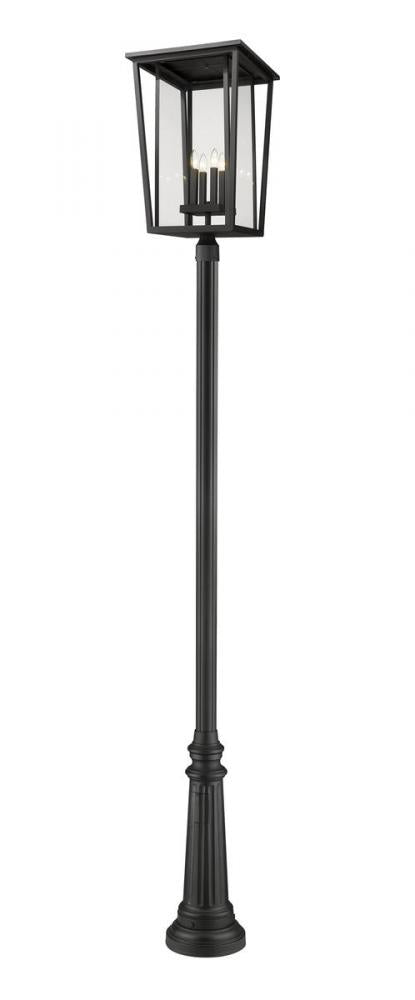 Z-Lite Seoul 4 Light Outdoor Post Mounted Fixture in Black Finish Model: 571PHXXLR-511P-BK