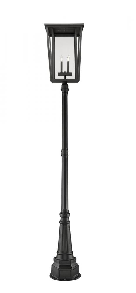 Z-Lite Seoul 4 Light Outdoor Post Mounted Fixture in Black Finish Model: 571PHXXLR-564P-BK