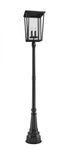 Z-Lite Seoul 4 Light Outdoor Post Mounted Fixture in Black Finish Model: 571PHXXLR-564P-BK