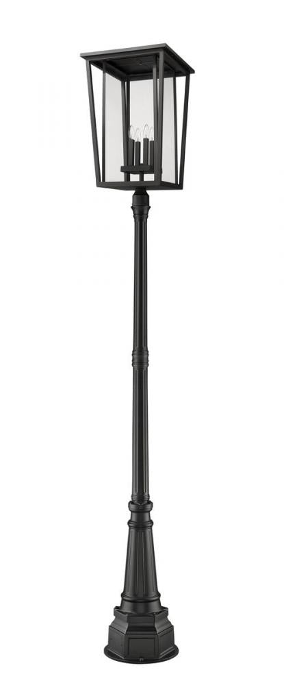 Z-Lite Seoul 4 Light Outdoor Post Mounted Fixture in Black Finish Model: 571PHXXLR-564P-BK