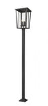 Z-Lite Seoul 4 Light Outdoor Post Mounted Fixture in Black Finish Model: 571PHXXLS-536P-BK