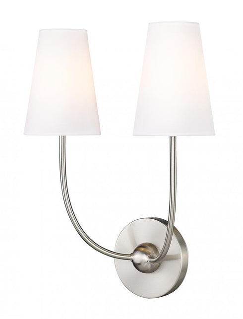 Z-Lite Shannon 2 Light Wall Sconce in Brushed Nickel Finish Model: 3040-2S-BN