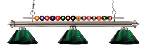 Z-Lite Shark 3 Light Billiard in Brushed Nickel Finish Model: 170BN-ARDB