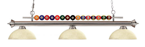 Z-Lite Shark 3 Light Billiard in Brushed Nickel Finish Model: 170BN-DGM14