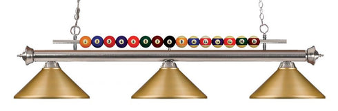 Z-Lite Shark 3 Light Billiard in Brushed Nickel Finish Model: 170BN-MBN
