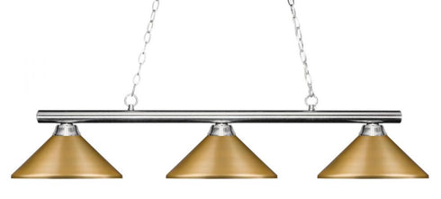 Z-Lite Sharp Shooter 3 Light Billiard in Brushed Nickel Finish Model: 155-3BN-MBN