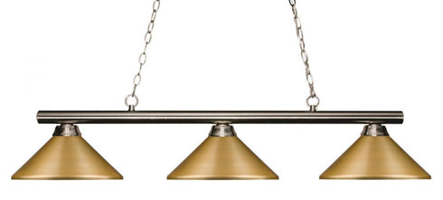 Z-Lite Sharp Shooter 3 Light Billiard in Brushed Nickel Finish Model: 155-3BN-MBN