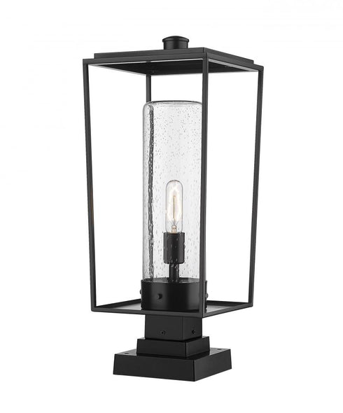 Z-Lite Sheridan 1 Light Outdoor Pier Mounted Fixture in Black Finish Model: 594PHBS-SQPM-BK