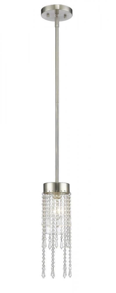 Z-Lite Siena 1 Light Pendant in Brushed Nickel Finish Model: 433MP-BN
