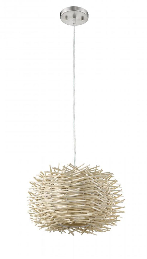 Z-Lite Sora 1 Light Pendant in Brushed Nickel Finish Model: 459-16NAT