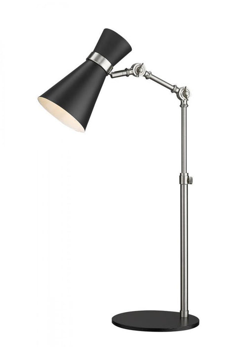Z-Lite Soriano 1 Light Table Lamp in Matte Black + Brushed Nickel Finish Model: 728TL-MB-BN