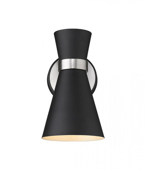 Z-Lite Soriano 1 Light Wall Sconce in Matte Black + Brushed Nickel Finish Model: 728-1S-MB-BN