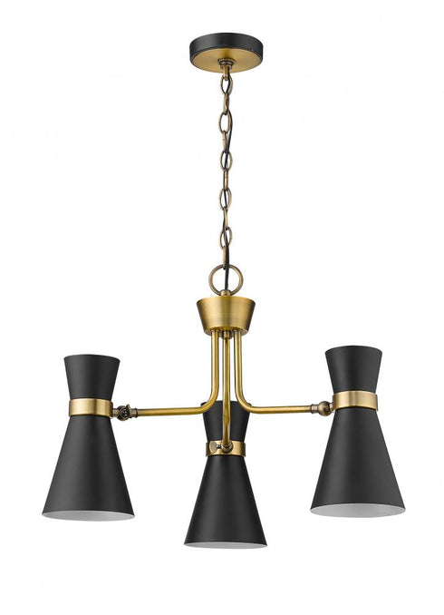 Z-Lite Soriano 3 Light Chandelier in Matte Black + Heritage Brass Finish Model: 728-3MB-HBR