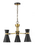 Z-Lite Soriano 3 Light Chandelier in Matte Black + Heritage Brass Finish Model: 728-3MB-HBR