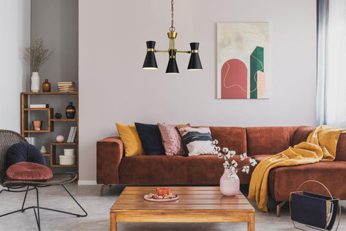 Z-Lite Soriano 3 Light Chandelier in Matte Black + Heritage Brass Finish Model: 728-3MB-HBR
