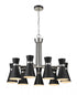 Z-Lite Soriano 9 Light Chandelier in Matte Black + Brushed Nickel Finish Model: 728-9MB-BN