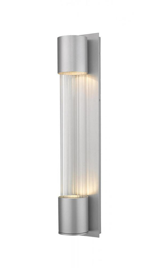 Z-Lite Striate 2 Light Outdoor Wall Light in Silver Finish Model: 575B-SL-LED