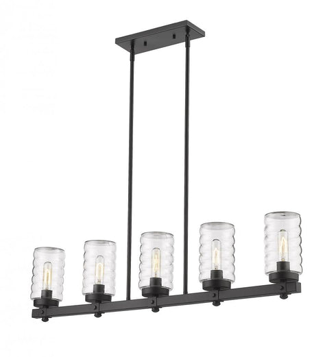 Z-Lite Tahoe 5 Light Outdoor Linear Chandelier in Ashen Barnboard Finish Model: 588-5L-ABB