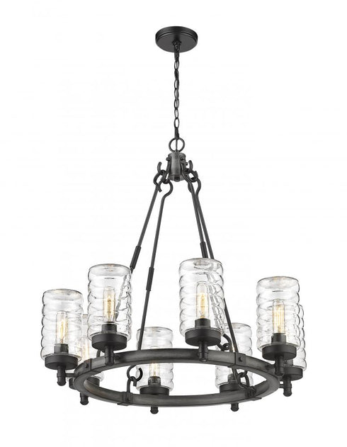 Z-Lite Tahoe 8 Light Outdoor Chandelier in Ashen Barnboard Finish Model: 588-8ABB