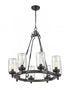 Z-Lite Tahoe 8 Light Outdoor Chandelier in Ashen Barnboard Finish Model: 588-8ABB