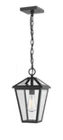 Z-Lite Talbot 1 Light Outdoor Chain Mount Ceiling Fixture in Black Finish Model: 579CHM-BK