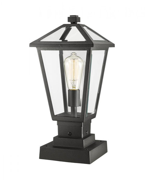 Z-Lite Talbot 1 Light Outdoor Pier Mounted Fixture in Black Finish Model: 579PHMS-SQPM-BK