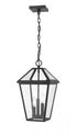 Z-Lite Talbot 3 Light Outdoor Chain Mount Ceiling Fixture in Black Finish Model: 579CHB-BK